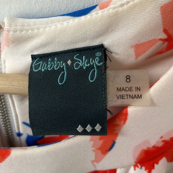 Gabby Skye floral sleeveless pencil midi dress 8 white blue red bodycon summer - Picture 2 of 10